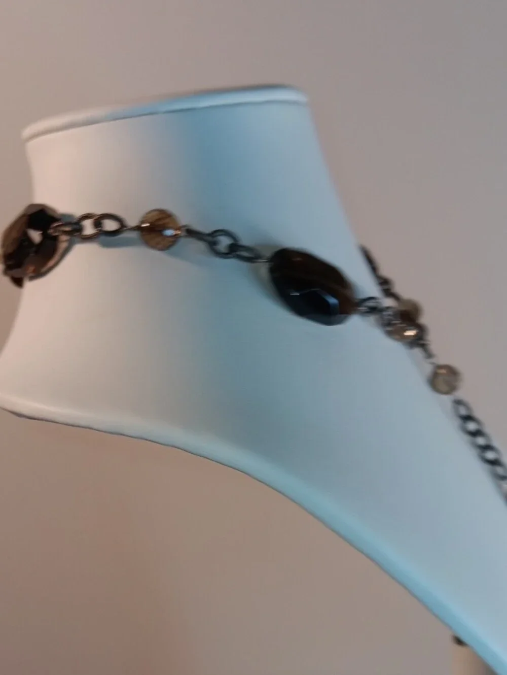 Smoky Brown Faceted Glass Y-Drop Necklace